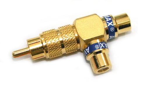 RCA Plug To Double Jack T-Type Blue Gold